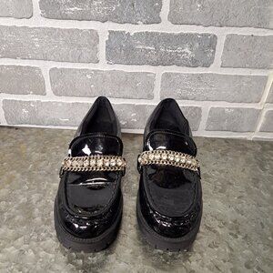 Steve Madden Womens Black Patent Loafers Shoes 4 Medium (B,M) Big‎ Kid